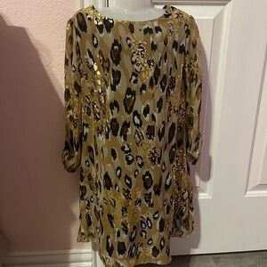 In girl little girl chiffon dress leopard print glitter size 7
